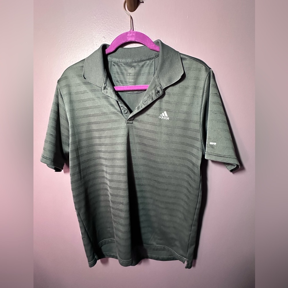 Adidas Men's Striped Gray Polo Shirt
